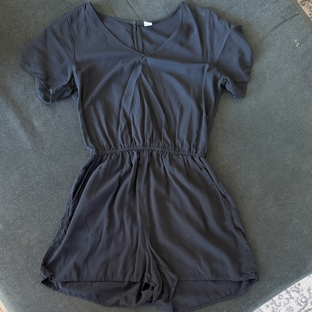 Black Short Sleeve Romper